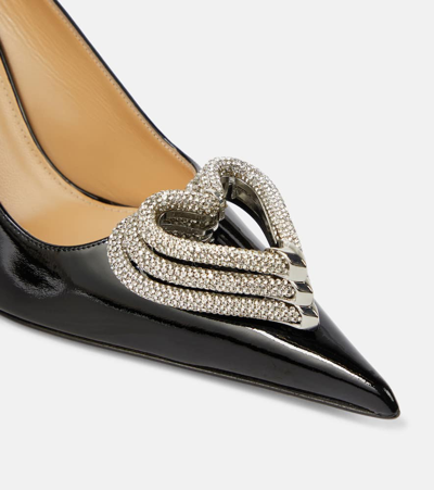 Mach&mach 110 Triple Heart Pumps In Patent Leather In Black