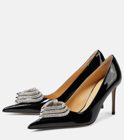 Mach&mach 110 Triple Heart Pumps In Patent Leather In Black