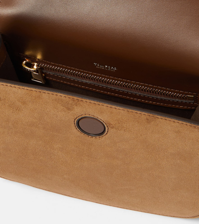Tom Ford Tara Mini Flap Crossbody Bag In Suede And Leather In Brown