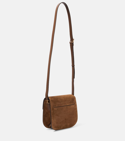Tom Ford Tara Mini Flap Crossbody Bag In Suede And Leather In Brown