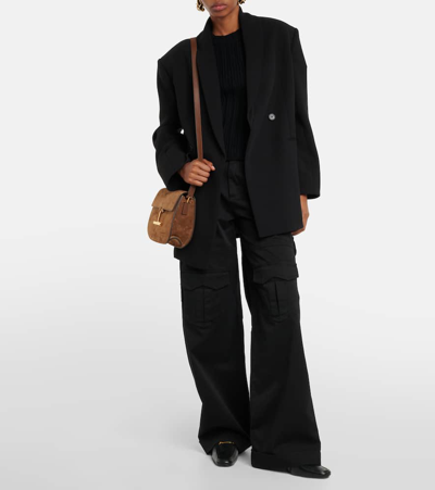 Tom Ford Tara Mini Flap Crossbody Bag In Suede And Leather In Brown