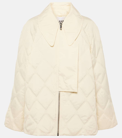 Shop Ganni Quilted Jacket In White