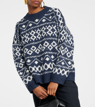 Shop Vince Fair Isle Wool-blend Sweater In Blue