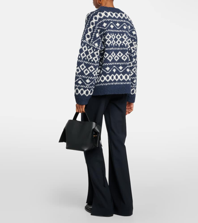 Shop Vince Fair Isle Wool-blend Sweater In Blue