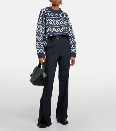Shop Vince Fair Isle Wool-blend Sweater In Blue
