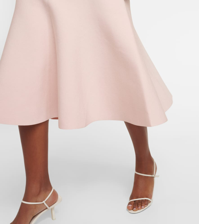 Shop Victoria Beckham High-rise Flared Midi Skirt In Pink