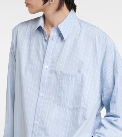 Shop Balenciaga Striped Cotton Shirt In Multicoloured