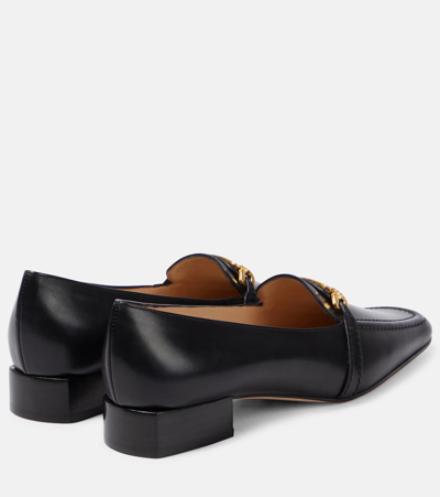 Shop Tom Ford Monogram Leather Loafers In Black
