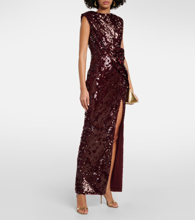 Shop Roland Mouret Sequined Maxi Dress In Red