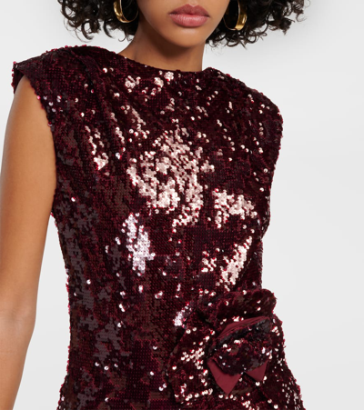 Shop Roland Mouret Sequined Maxi Dress In Red