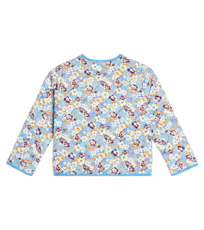 Shop Molo Herdis Floral Cotton-blend Jacket In Blue