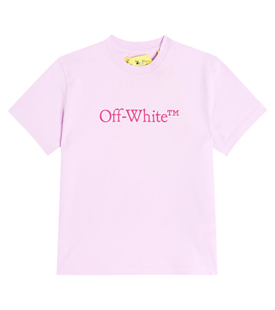 Shop Off-white Logo Cotton Jersey T-shirt In Purple