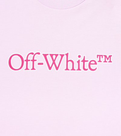 Shop Off-white Logo Cotton Jersey T-shirt In Purple