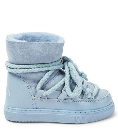 Shop Inuikii Classic Leather-trimmed Shearling Snow Boots In Blue
