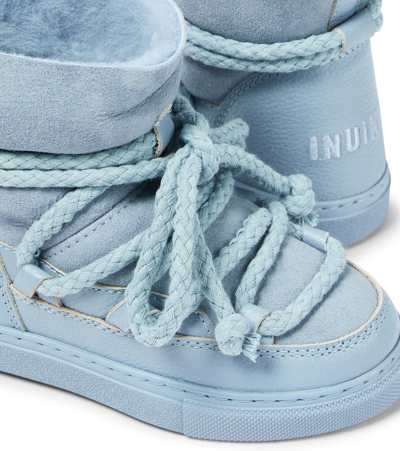 Shop Inuikii Classic Leather-trimmed Shearling Snow Boots In Blue