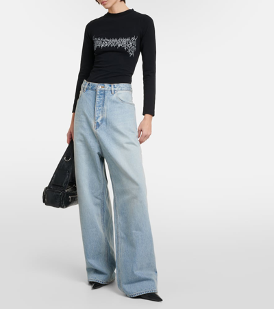 Shop Balenciaga Mid-rise Wide-leg Jeans In Blue