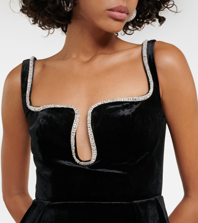 Shop Self-portrait Embellished Velvet Minidress In Black