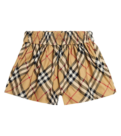 Shop Burberry Baby  Check Cotton-blend Shorts In Multicoloured