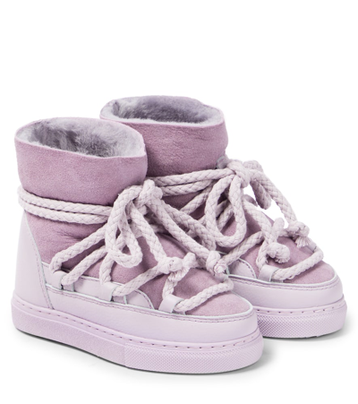 Shop Inuikii Classic Leather-trimmed Shearling Snow Boots In Purple