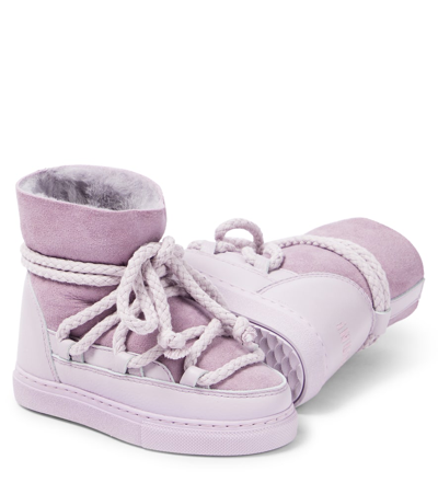 Inuikii Classic Leather-trimmed Shearling Snow Boots In Purple