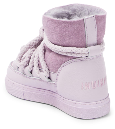 Shop Inuikii Classic Leather-trimmed Shearling Snow Boots In Purple
