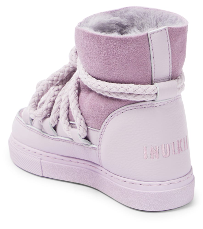 Inuikii Classic Leather-trimmed Shearling Snow Boots In Purple