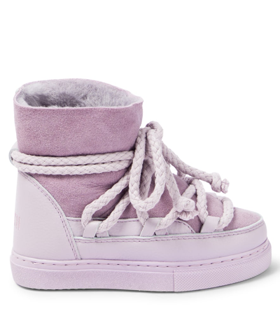 Shop Inuikii Classic Leather-trimmed Shearling Snow Boots In Purple