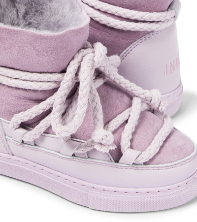 Inuikii Classic Leather-trimmed Shearling Snow Boots In Purple