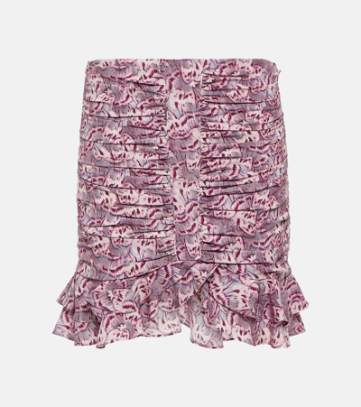 Shop Isabel Marant Milendi Ruffled Silk-blend Miniskirt In Pink