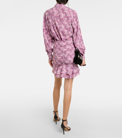 Shop Isabel Marant Milendi Ruffled Silk-blend Miniskirt In Pink