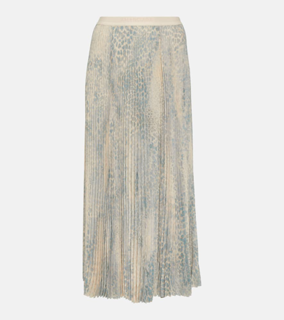 Shop Balenciaga Printed Pleated Midi Skirt In Multicoloured