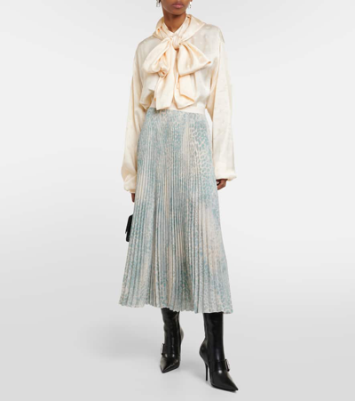 Shop Balenciaga Printed Pleated Midi Skirt In Multicoloured