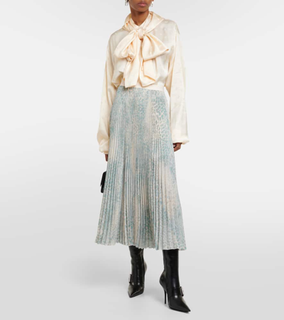 Balenciaga Printed Pleated Midi Skirt In Multicoloured