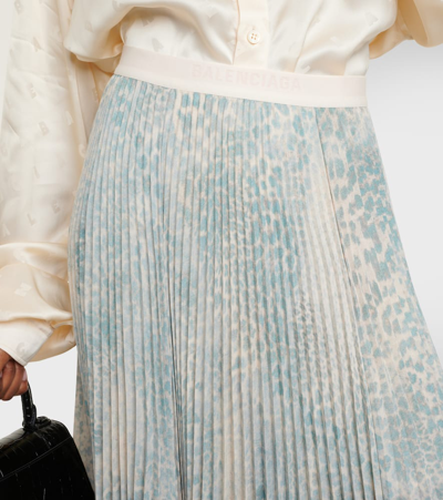Balenciaga Printed Pleated Midi Skirt In Multicoloured