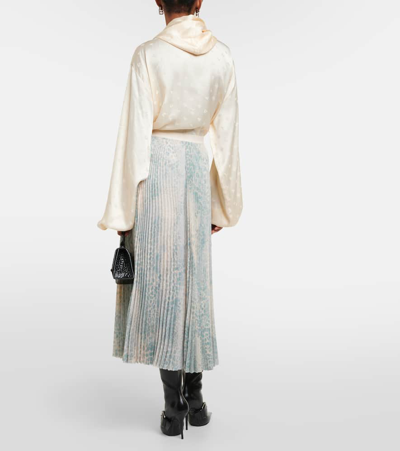 Shop Balenciaga Printed Pleated Midi Skirt In Multicoloured