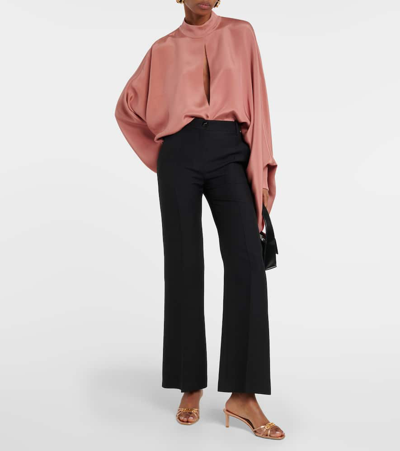 Tom Ford Monogram Metallic Leather Mules In Pink