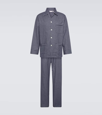 Shop Derek Rose Braemar Checked Cotton Pyjamas In Blue