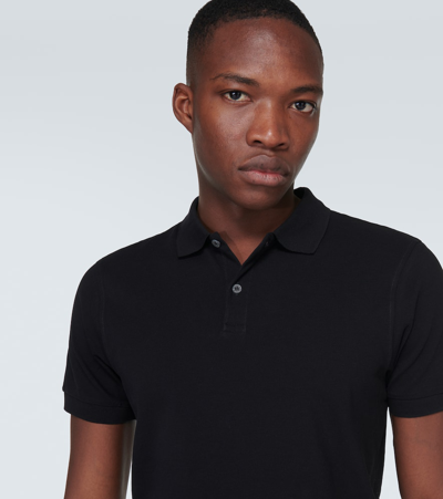 Shop Sunspel Cotton Piqué Polo Shirt In Black