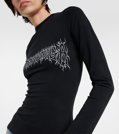 Shop Balenciaga Cotton-blend Jersey T-shirt In Black
