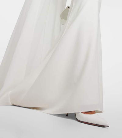 Shop Roland Mouret Caped Floral-appliqué Gown In White