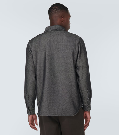 God's True Cashmere Gods True Cashmere Men's Amethyst Unisex Flap-pocket Regular-fit Cashmere Denim-blend Shirt In Blue