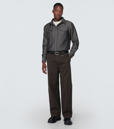 God's True Cashmere Gods True Cashmere Men's Amethyst Unisex Flap-pocket Regular-fit Cashmere Denim-blend Shirt In Blue