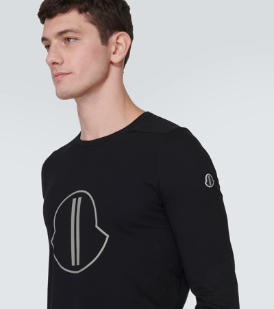 Shop Moncler Genius X Rick Owens Logo Cotton Jersey T-shirt In Black