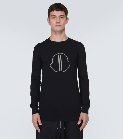 Shop Moncler Genius X Rick Owens Logo Cotton Jersey T-shirt In Black
