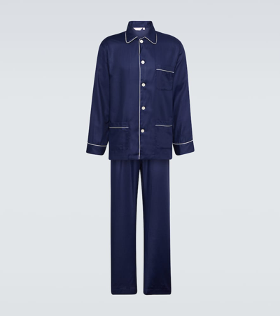 Shop Derek Rose Lombard 6 Cotton Jacquard Pyjamas In Blue
