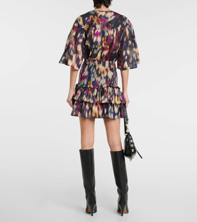 Shop Marant Etoile Naomi Printed Cotton Miniskirt In Black