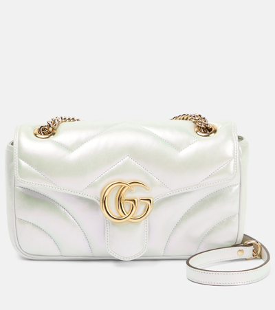 Shop Gucci Gg Marmont Small Leather Shoulder Bag In White