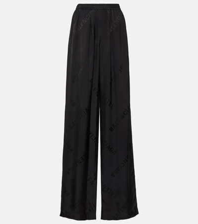 Shop Balenciaga Logo Jacquard Track Pants In Black