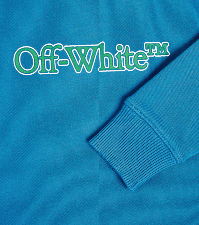 Off-white Big Bookish-logo Cotton Sweatshirt 6-12 Years In Blue