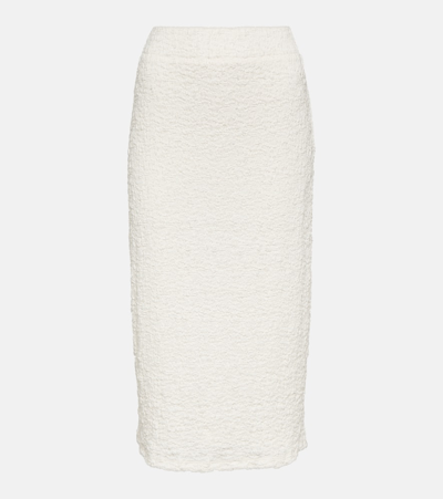 Shop Vince Smocked Cotton-blend Midi Skirt In White